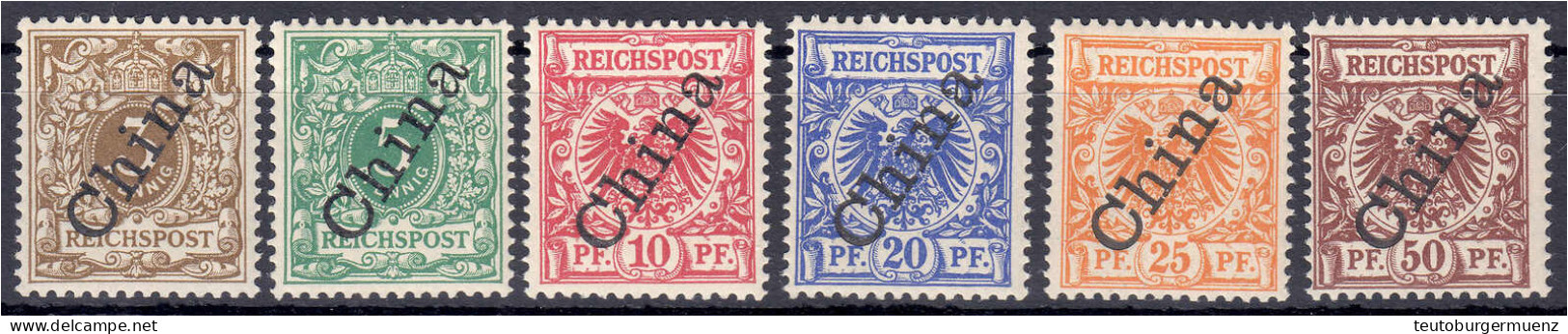 3 Pf. - 50 Pf. Freimarken 1898, Kompletter Satz (56°) In Postfrischer Luxuserhaltung, Unsigniert. Mi. 260,-€. Michel 1 I - Deutsche Post In China