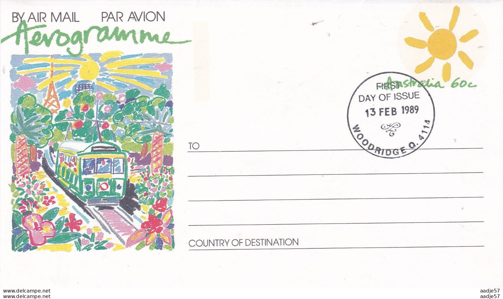 Australia 1989 A89 Melbourne Street 60c Aerogramme FDC 13-02-1989 - Postal Stationery