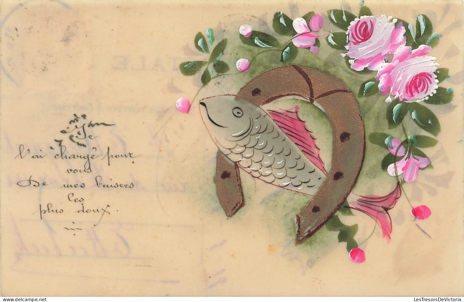 FÊTES - VŒUX - Baisers Les Plus Doux - Fer à Cheval - Fleurs - Poisson - Carte Postale Ancienne - Altri & Non Classificati