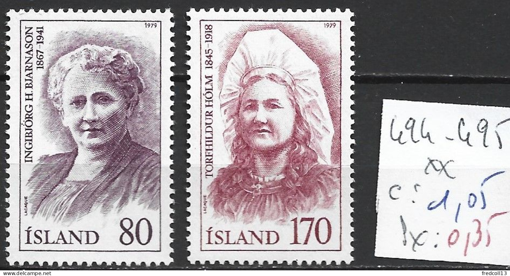 ISLANDE 494-95 ** Côte 1.05 € - Nuevos