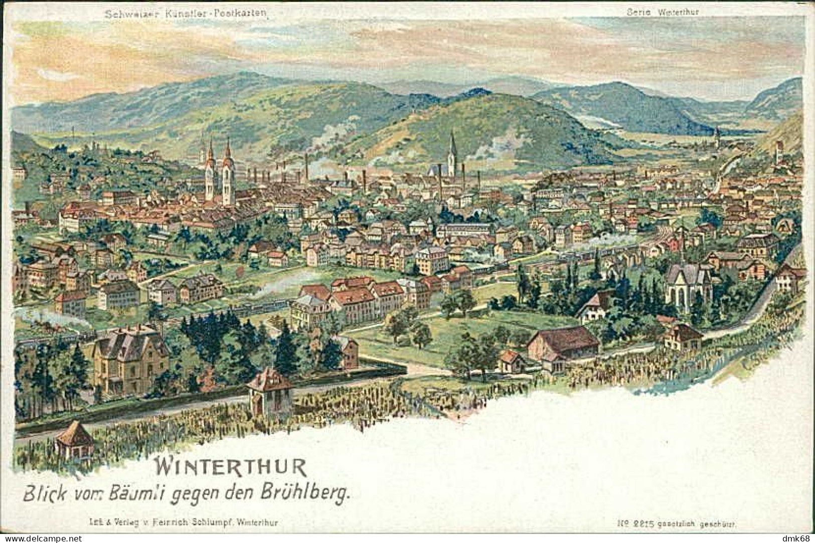 SWITZERLAND - WINTERTHUR BLICK VOM BAUMLI GEGEN DEN BRUHLBERG - LITH & VERLAG HEINRICH SCHLUMPF - 1900s (17496) - Winterthur