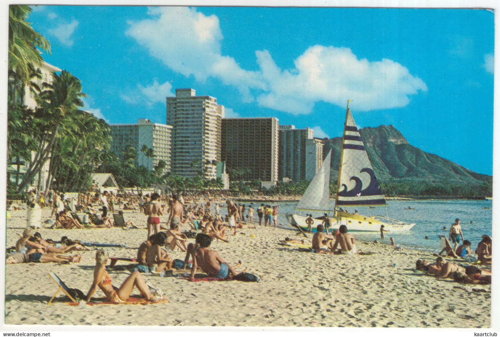 A Beautiful Sunny Day At Waikiki Beach, Hawaii - (HI., USA) - 1982 - Catamaran - Big Island Of Hawaii