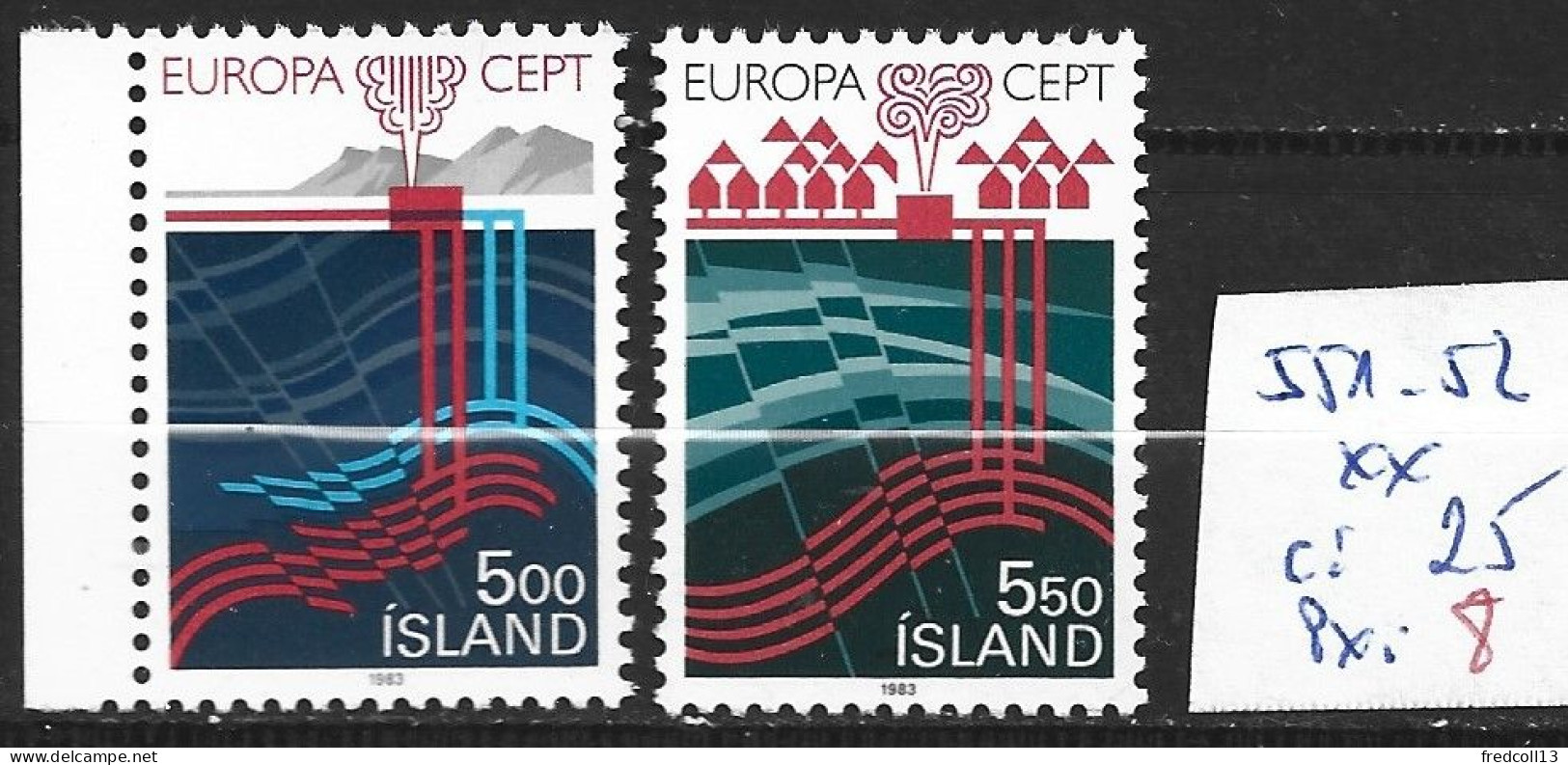 ISLANDE 551-52 ** Côte 25 € - 1983