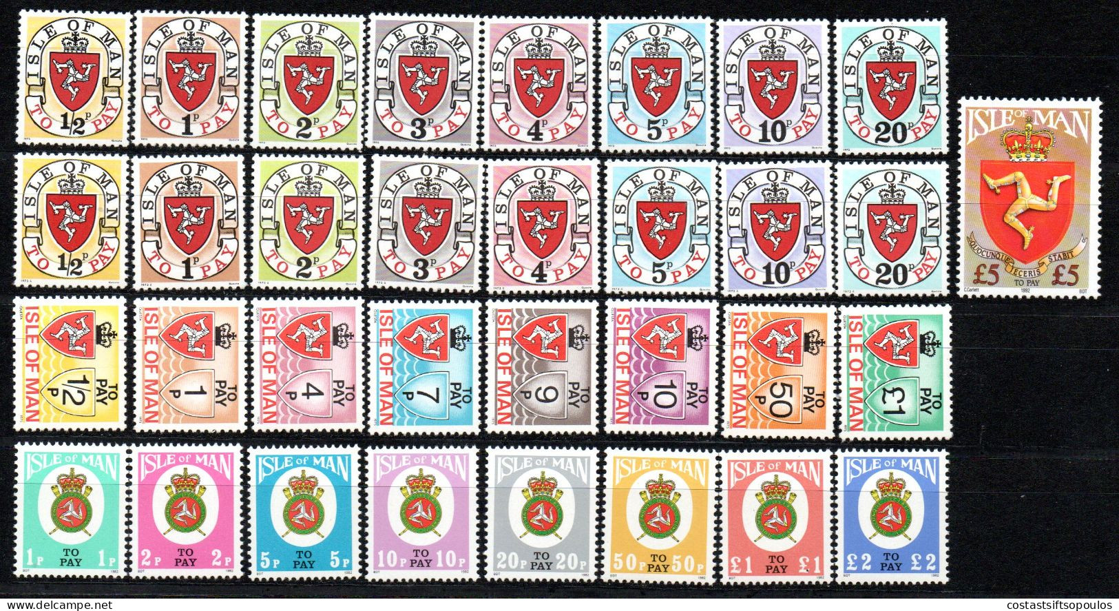 2422. UK.MAN 5 MNH POSTAGE DUE SETS LOT - Man (Ile De)