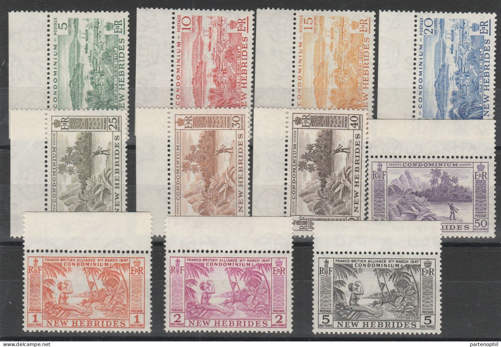 604 Nuove Ebridi  1925-57 - Definitive “New Hebrides” 3 Serie N. 91/95+155/65+186/96 - MH - Collezioni & Lotti