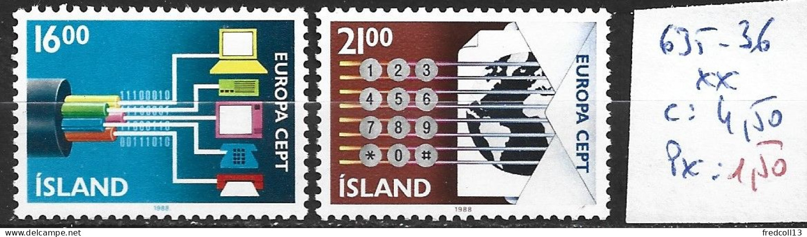 ISLANDE 635-36 ** Côte 4.50 € - Ongebruikt