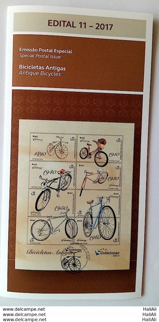 Brochure Brazil Edital 2017 11 Antique Bicycles Without Stamp - Briefe U. Dokumente