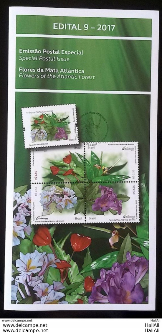 Brochure Brazil Edital 2017 09 Flora Flower Atlantic Forest Without Stamp - Covers & Documents