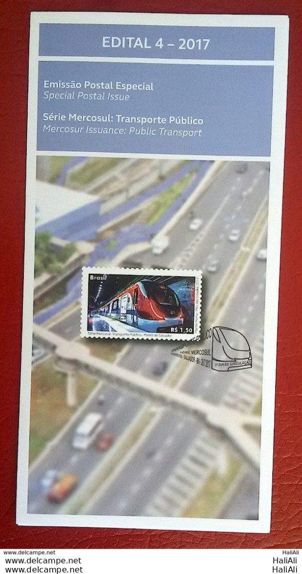 Brochure Brazil Edital 2017 04 Public Transportation Metro Train Salvador Without Stamp - Cartas & Documentos