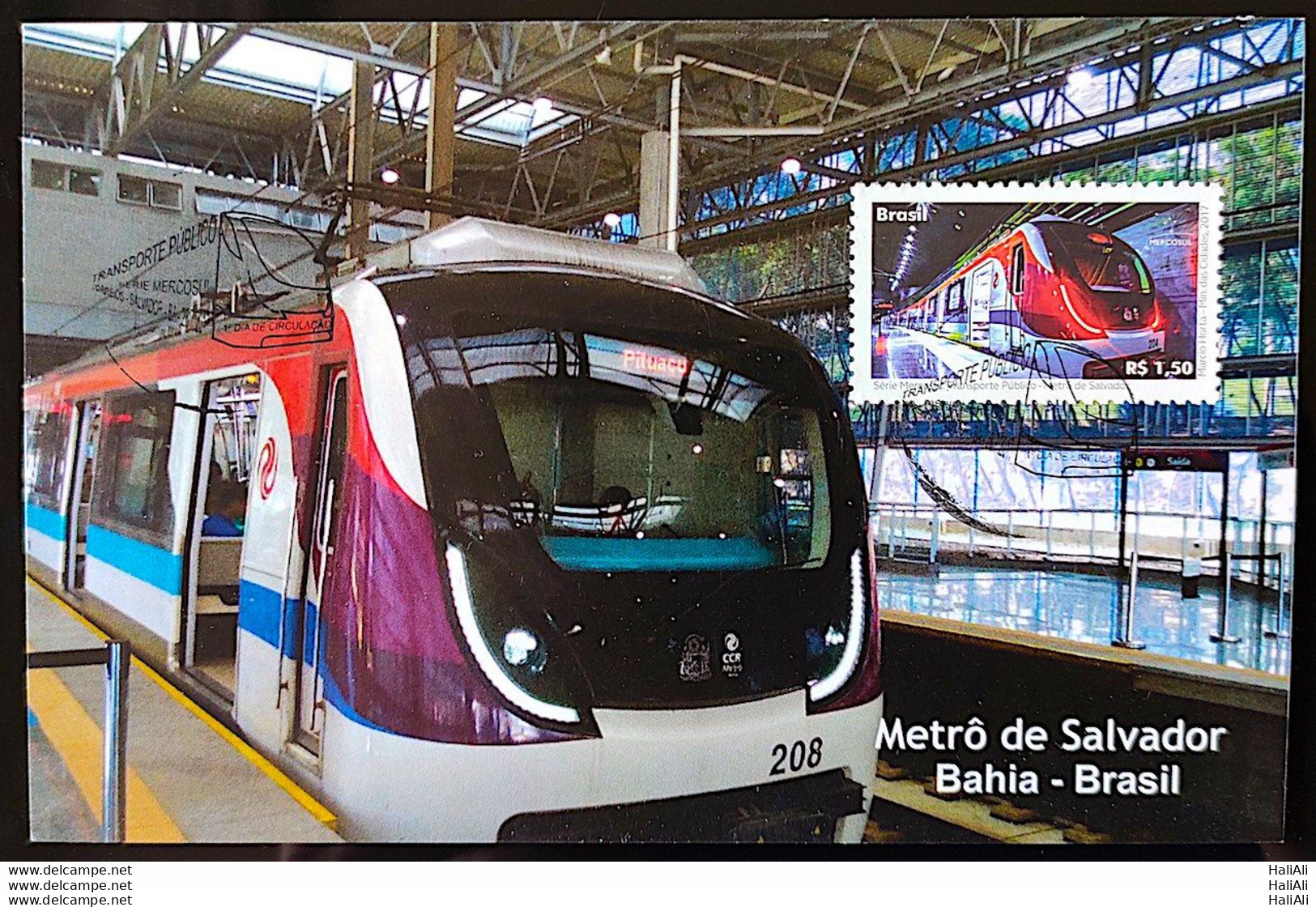 Brazil Maximum Postal Public Transportation Metro Train Salvador 2017 CBC BA - Maximumkaarten