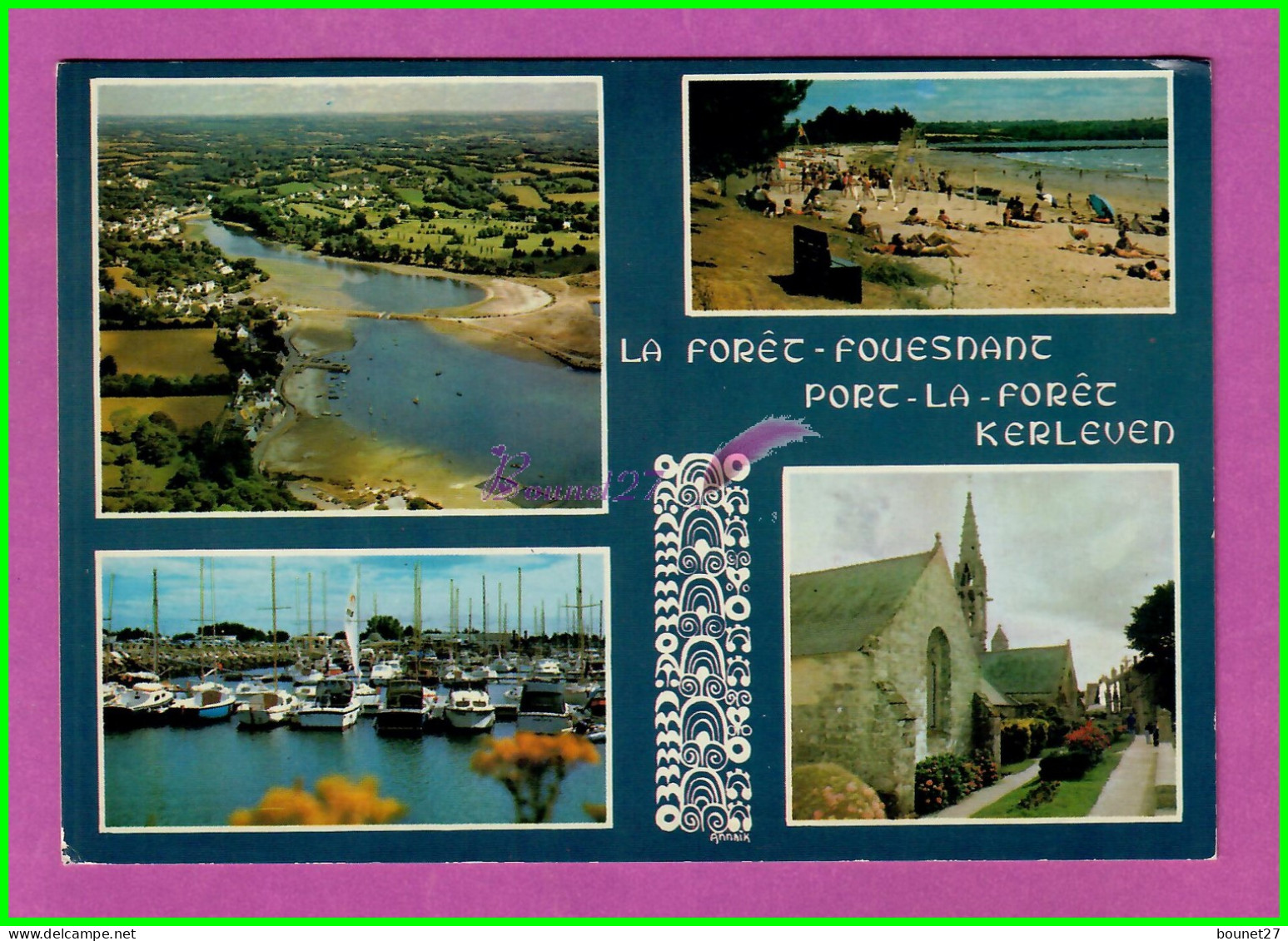 CPM LA FORET FOUESNANT 29 - Vue Gnerale Sur L Riviere Plage De Kerleven Port Le Foret Eglise Paroissiale - La Forêt-Fouesnant