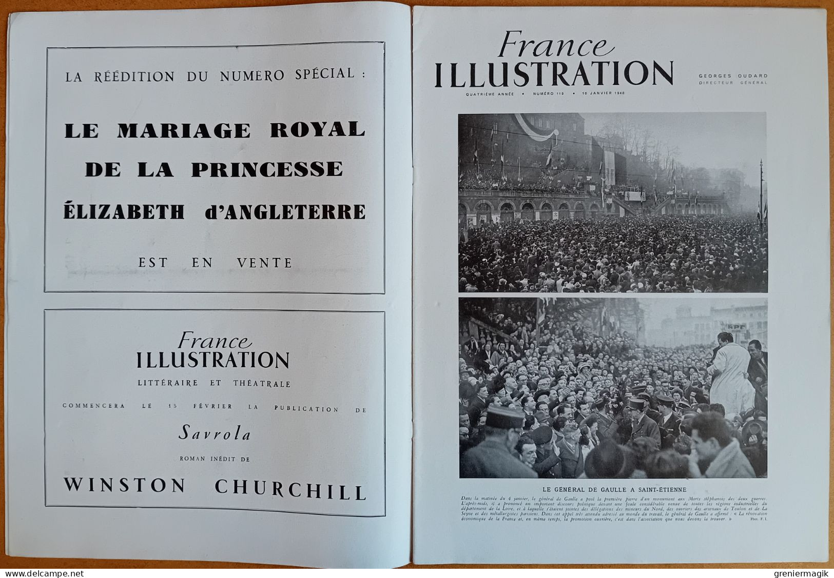 France Illustration N°119 10/01/1948 De Gaulle à Saint-Etienne/Rhénanie/Ecoles De L'air/Victor-Emmanuel III Est Mort - Informations Générales
