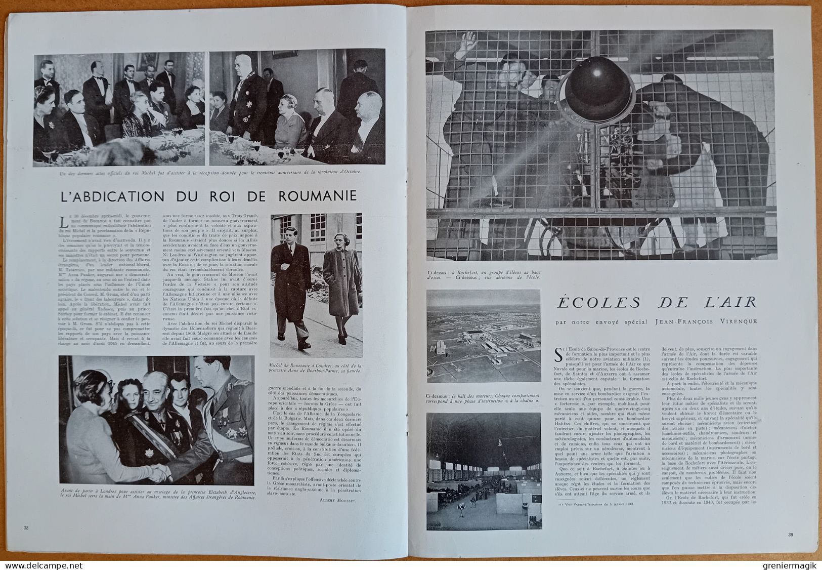 France Illustration N°119 10/01/1948 De Gaulle à Saint-Etienne/Rhénanie/Ecoles de l'air/Victor-Emmanuel III est mort