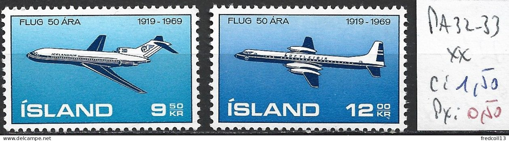 ISLANDE PA 32-33 ** Côte 1.50 € - Poste Aérienne