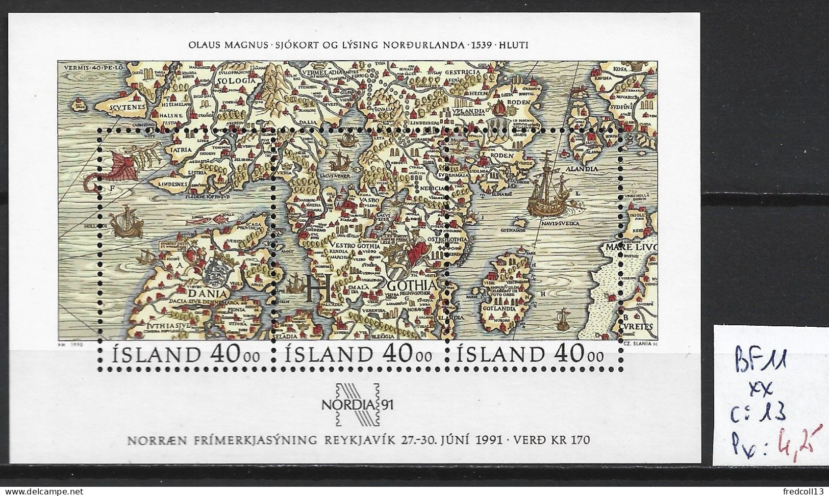 ISLANDE BF 11 ** Côte 13 € - Blocks & Kleinbögen