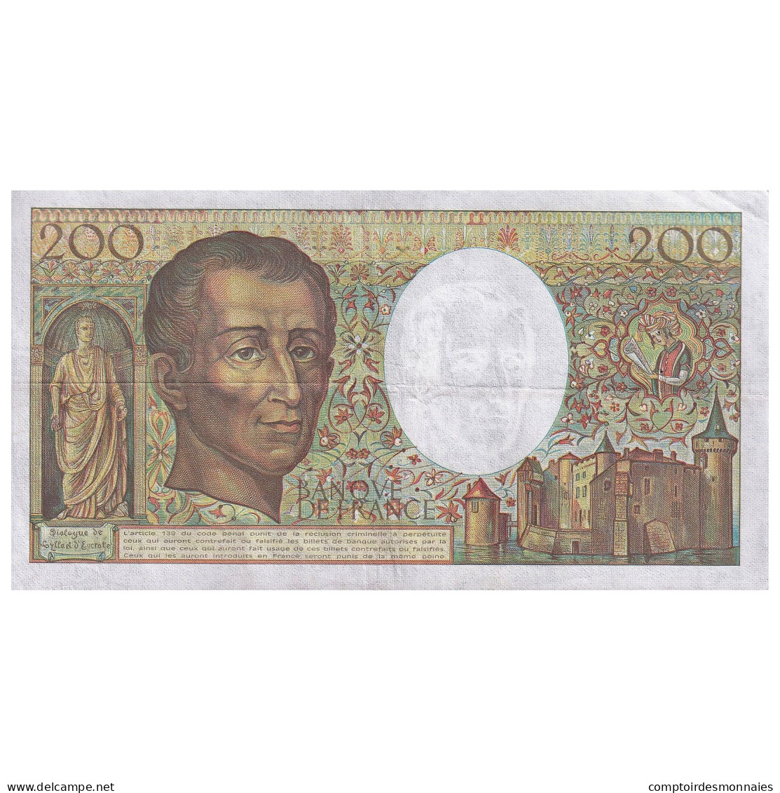 France, 200 Francs, Montesquieu, 1989, M.067, TTB, Fayette:70.09, KM:155c - 200 F 1981-1994 ''Montesquieu''