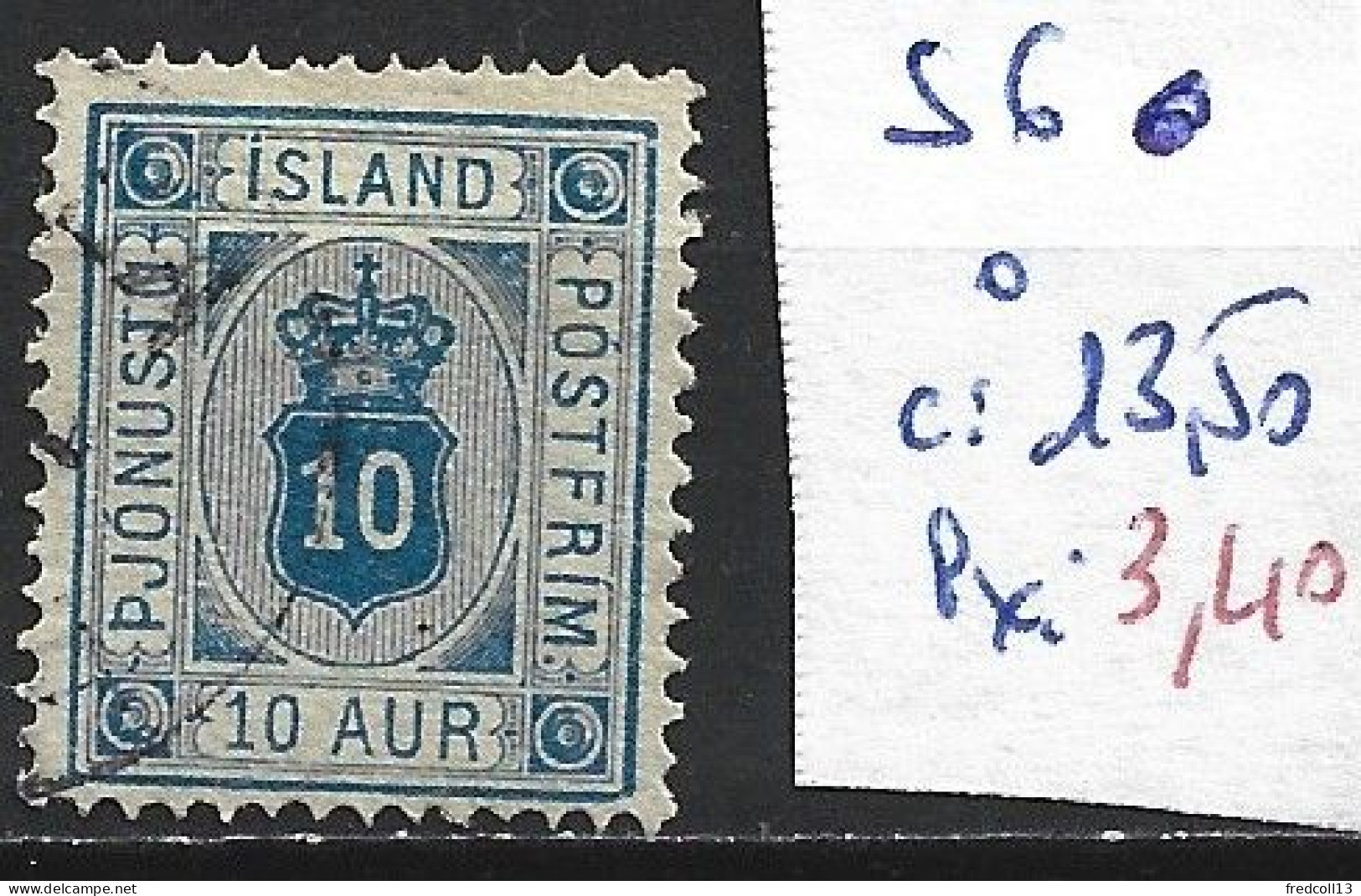 ISLANDE SERVICE 6 Oblitéré Côte 13.50 € - Oficiales