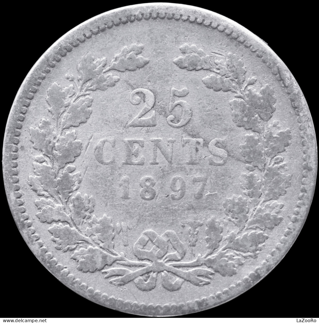 LaZooRo: Netherlands 25 Cents 1897 VF - Silver - 25 Cent