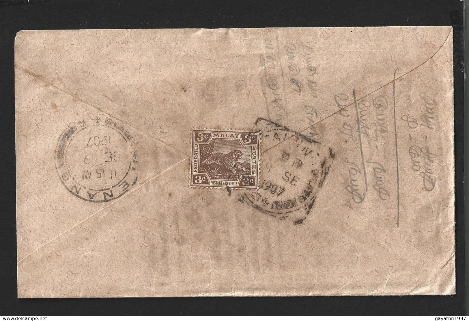 Federated MALAY STATES  Stamp On Cover From Taiping To Penang( B77 ) - Federated Malay States