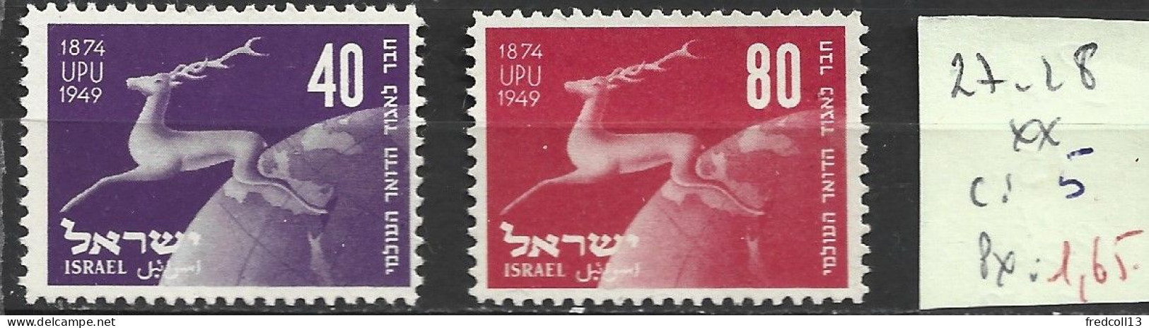 ISRAEL 27-28 ** Côte 5 € - Unused Stamps (without Tabs)
