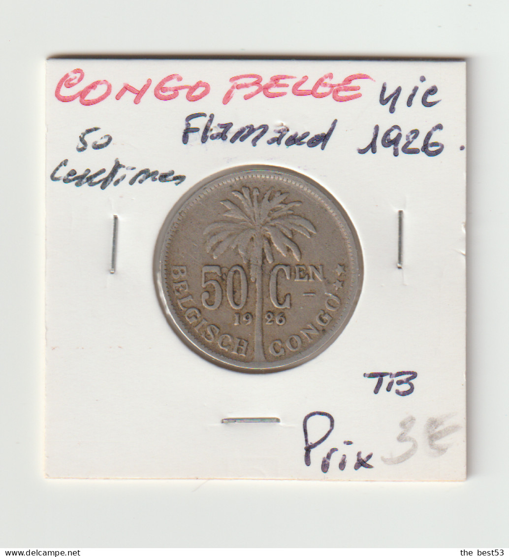 Congo Belge -  50 Centimes Flamand -  1926  -  TB - 1934-1945: Leopold III
