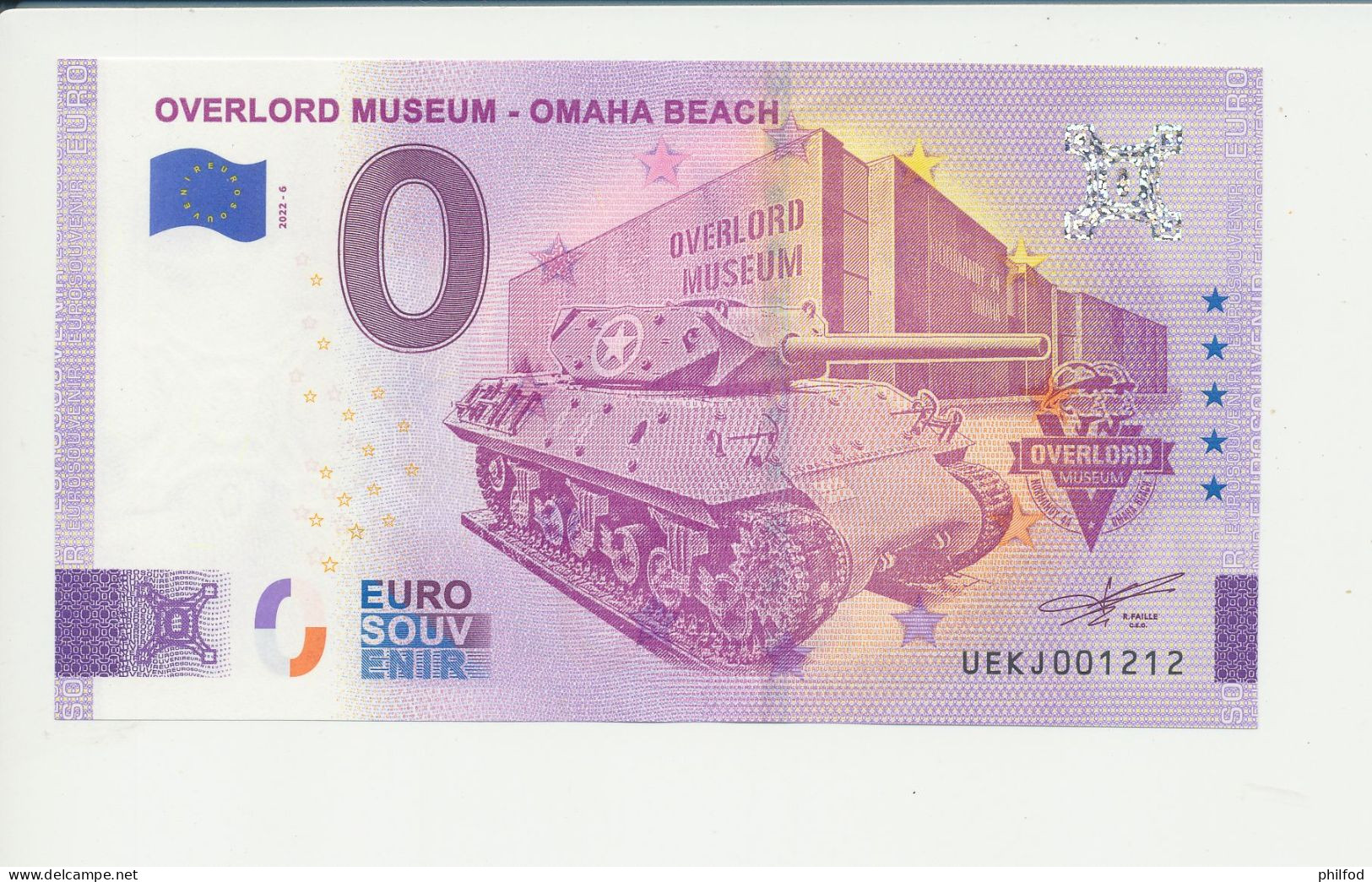 Billet Touristique  0 Euro  - OVERLORD MUSÉUM - OMAHA BEACH - UEKJ - 2022-6 -  N° 1212 - Autres & Non Classés