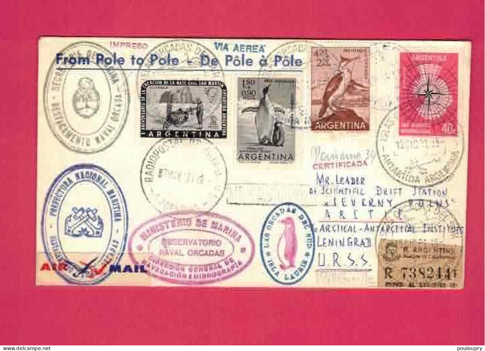 Lettre Recommandée Par Avion De 1961 Pour L' URSS - YT N° 591,606A, 636, 646 Et PA 82 - From Pole To Pole - Altri & Non Classificati