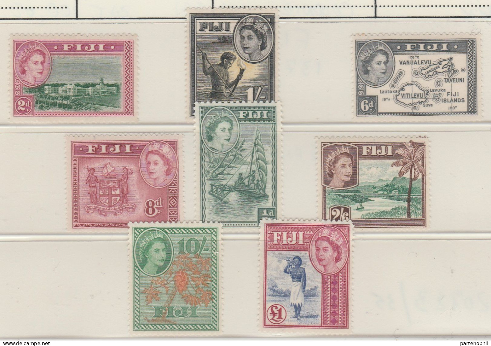 588 Fiji  1961 - Definitiva Elisabetta II, N. 155/67. Cat. € 120,00. MNH - Fiji (...-1970)