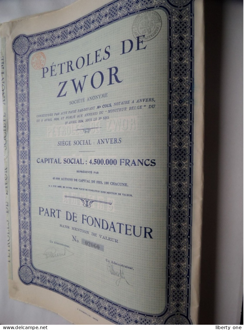 Pétroles De ZWOR S.a. ( Part De FONDATEUR ) Sans Mention De Valeur / Anvers > Nos 2060 T.e.m. 2069 ( 10 Stuks / Pcs.) ! - Pétrole