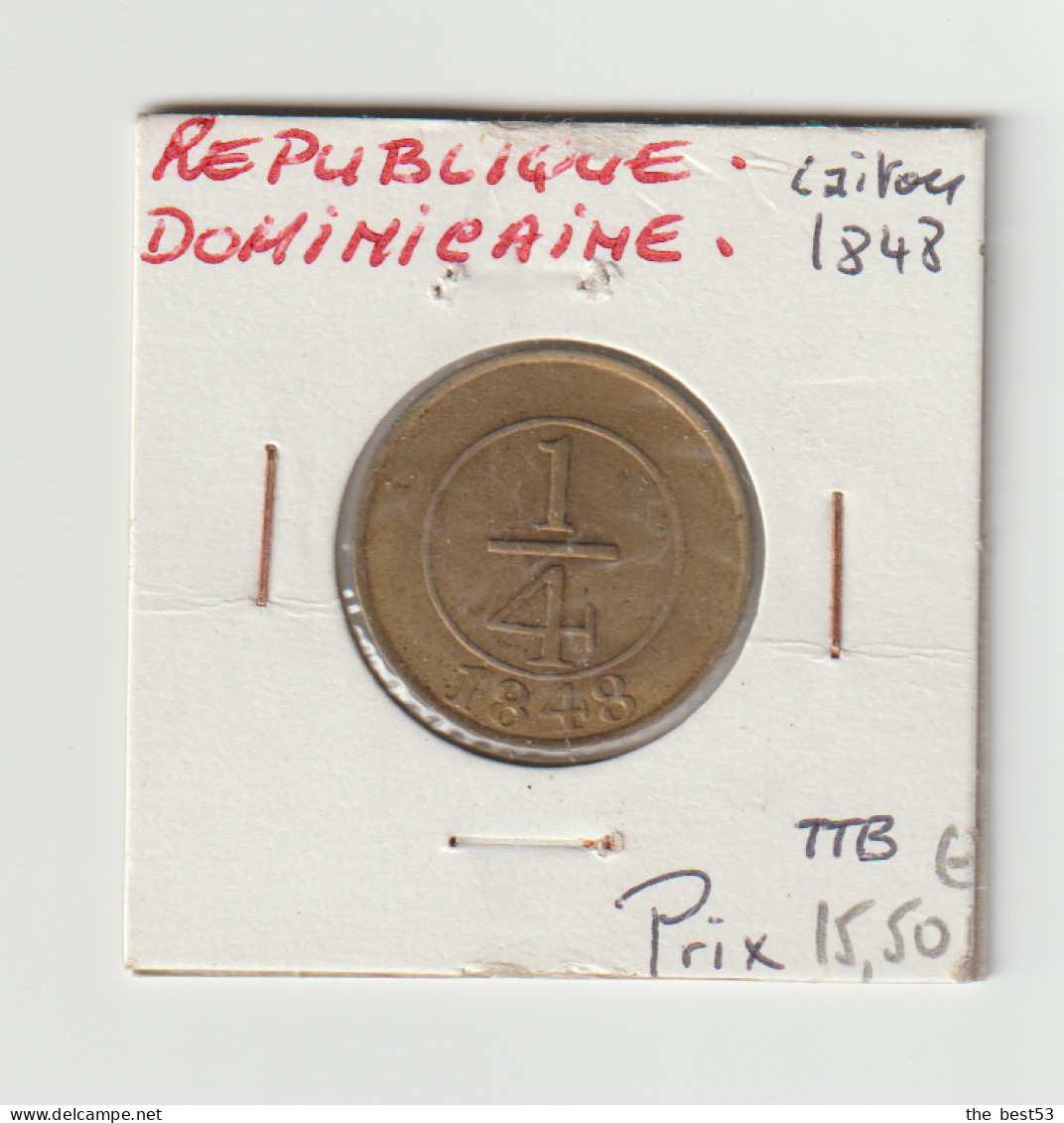 République Dominicaine   -  1/4 De Réal Laiton  -  1848 -  TTB - Dominicaine