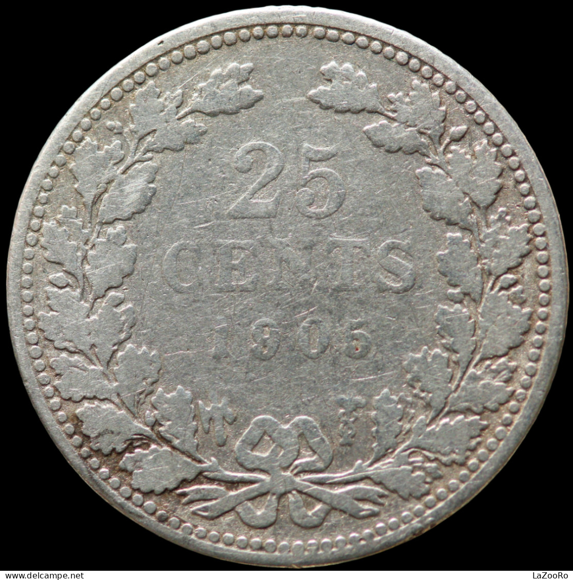 LaZooRo: Netherlands 25 Cents 1905 VF - Silver - 25 Cent