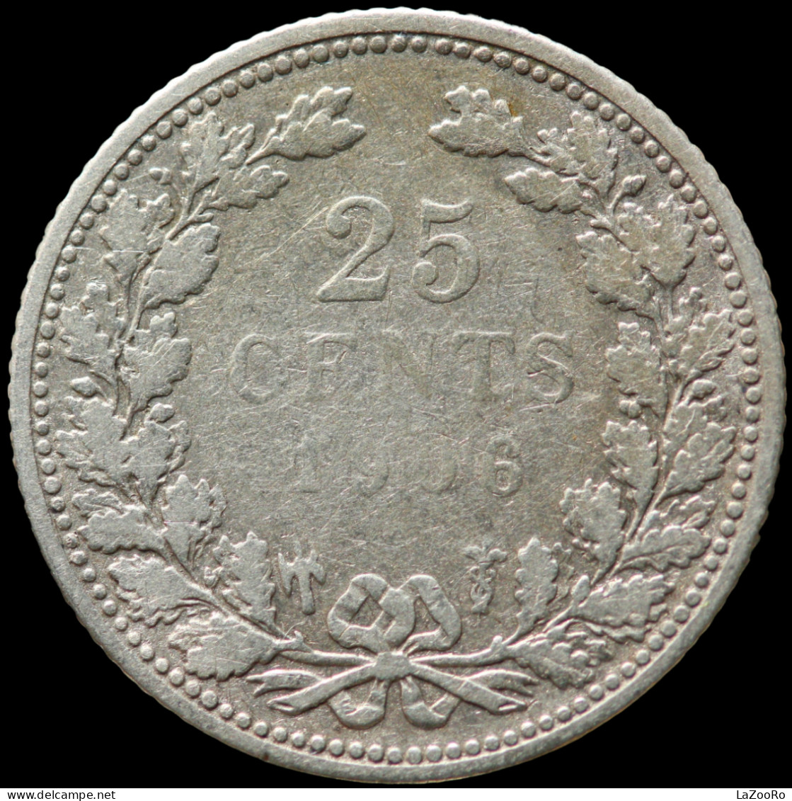 LaZooRo: Netherlands 25 Cents 1906 VF - Silver - 25 Cent