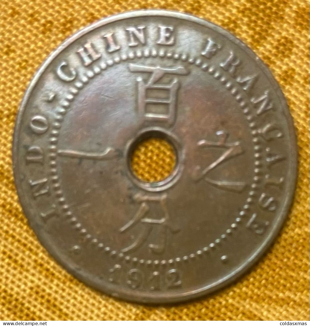 Pièce De 1 Centime 1912 Indochine Trouée Perçée - 1 Centime