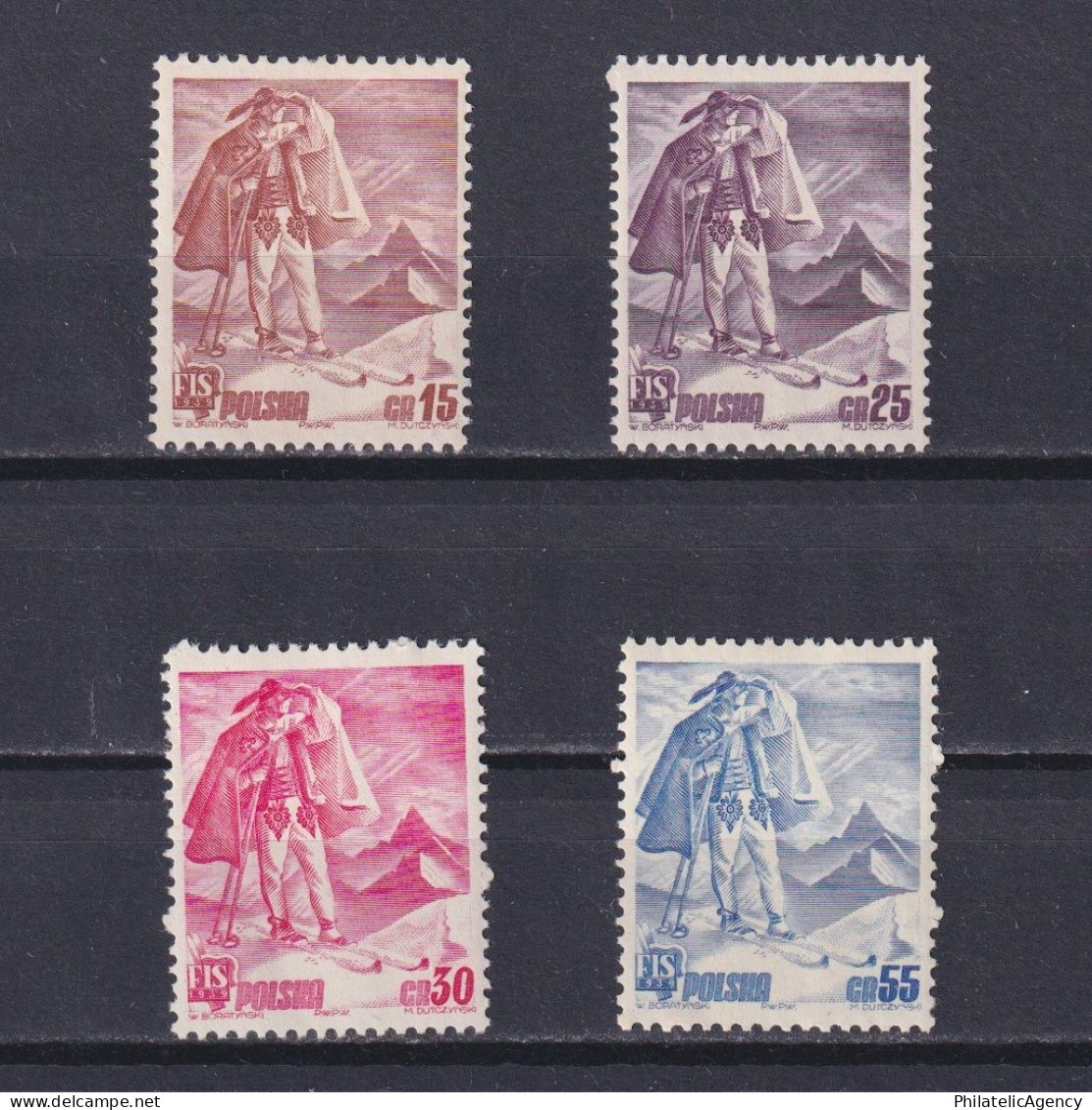 POLAND 1939, Sc# 335-338, Lntl. Ski Meet, Zakopane, MH - Ungebraucht