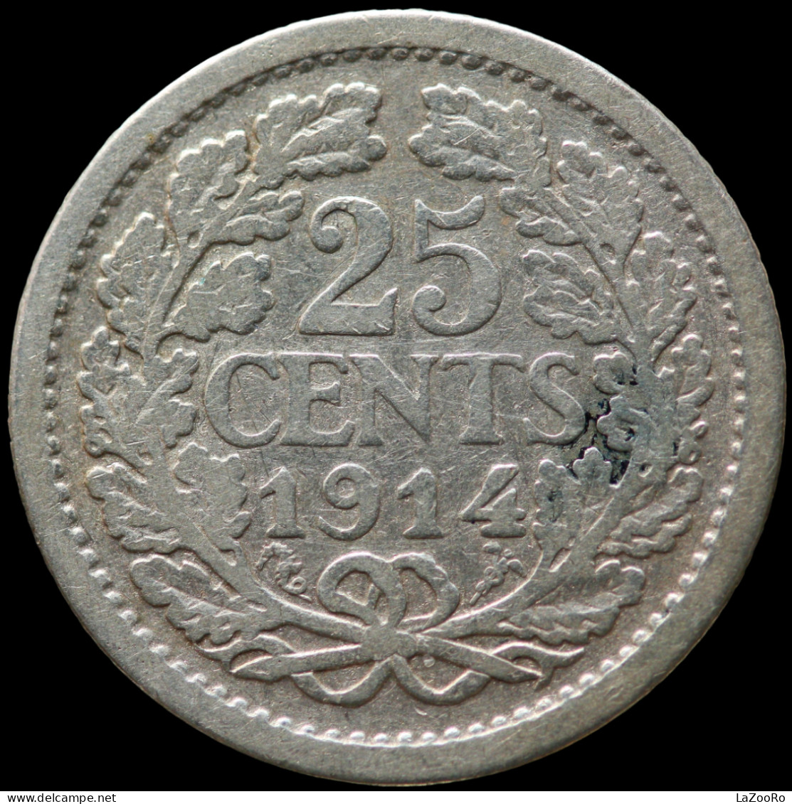 LaZooRo: Netherlands 25 Cents 1914 VF / XF - Silver - 25 Centavos