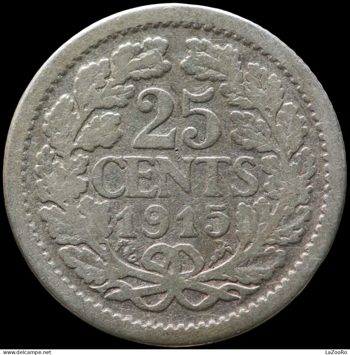 LaZooRo: Netherlands 25 Cents 1915 VF / XF - Silver - 25 Cent