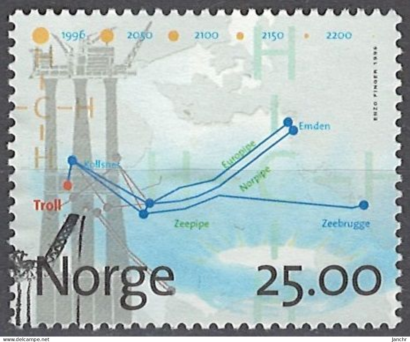 Norwegen Norway 1996. Mi.Nr. 1212, Used O - Oblitérés