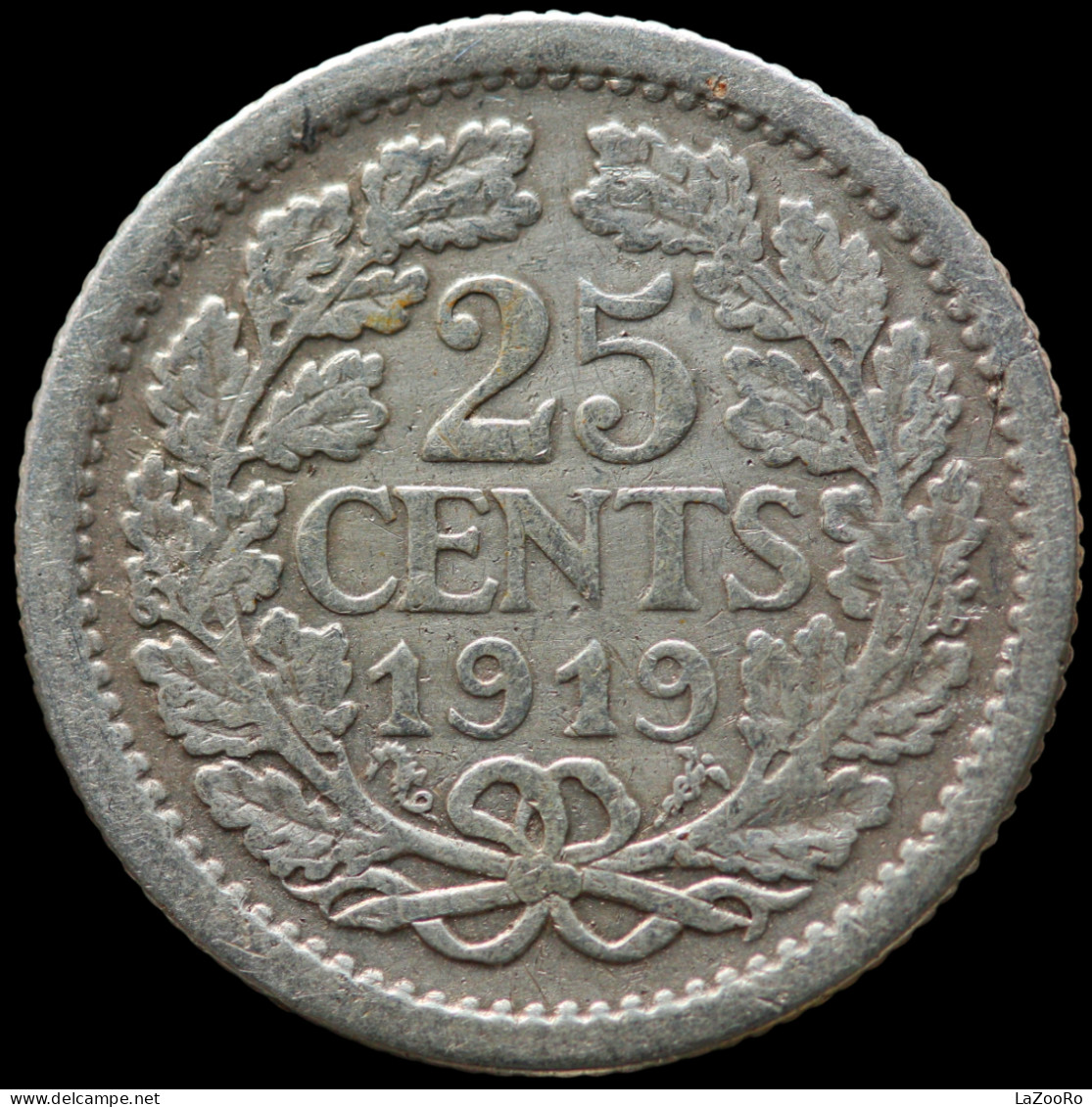 LaZooRo: Netherlands 25 Cents 1919 XF - Silver - 25 Centavos