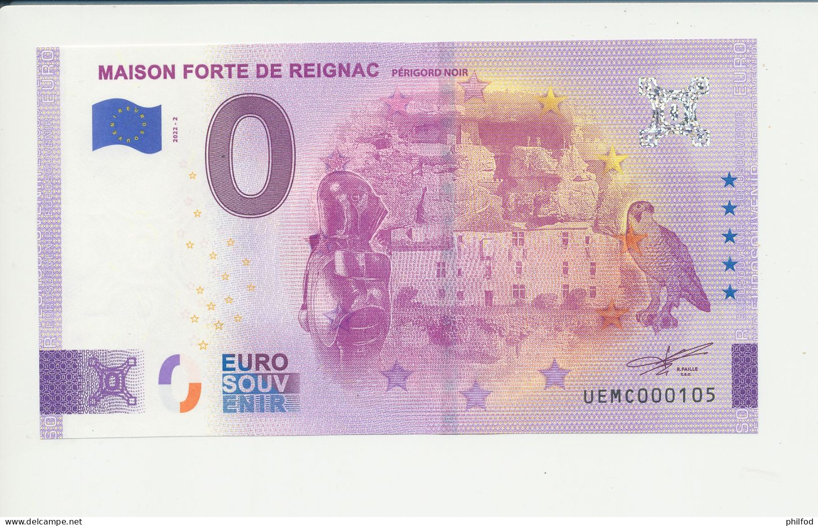 Billet Touristique  0 Euro  - MAISON FORTE DE REIGNAC PERIGORD NOIR - UEMC - 2022-3 -  N° 105 - Otros & Sin Clasificación