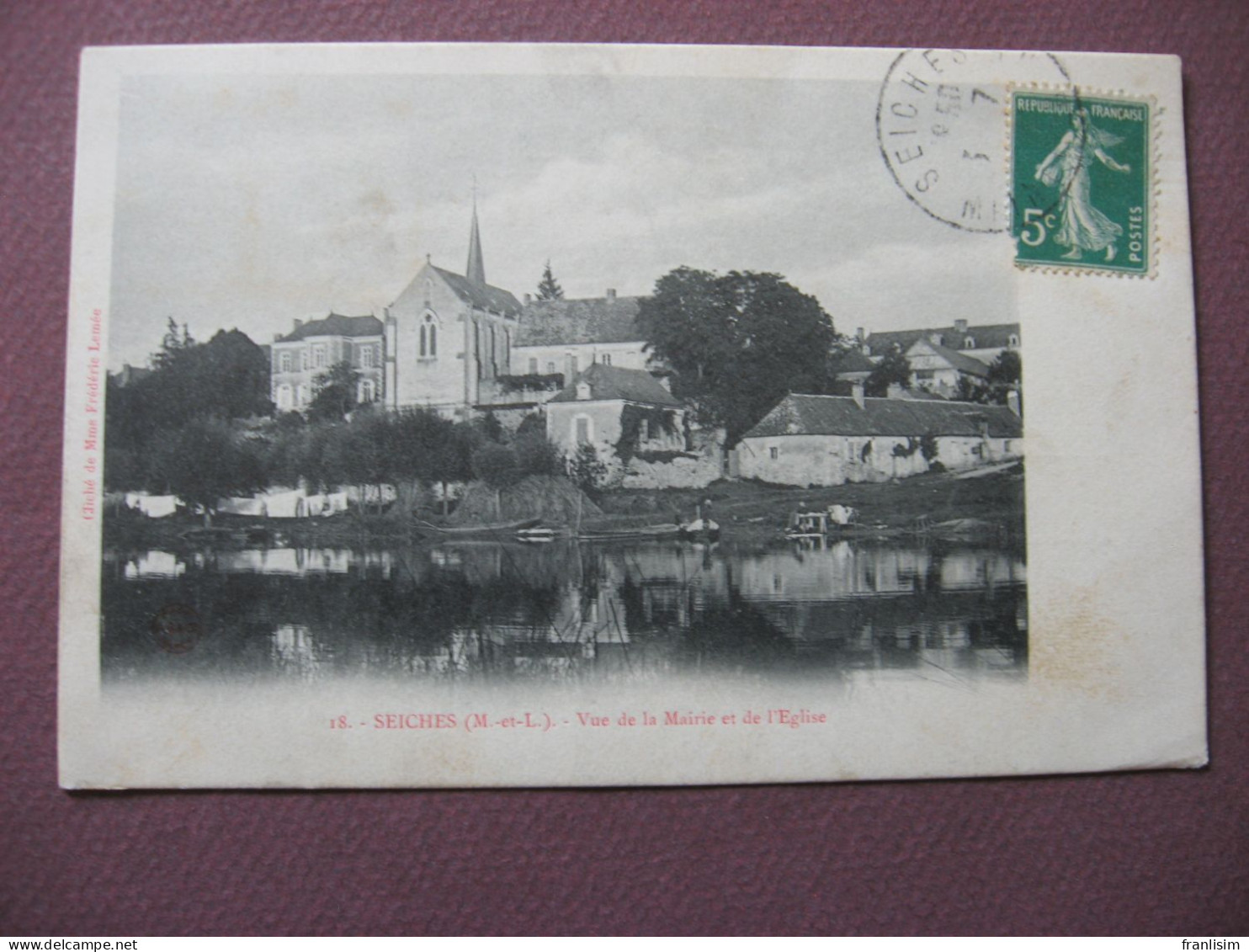 CPA 49 SEICHES Vue De La Mairie Et L'Eglise CARTE PRECURSEUR ( Avant 1905 ) - Seiches Sur Le Loir