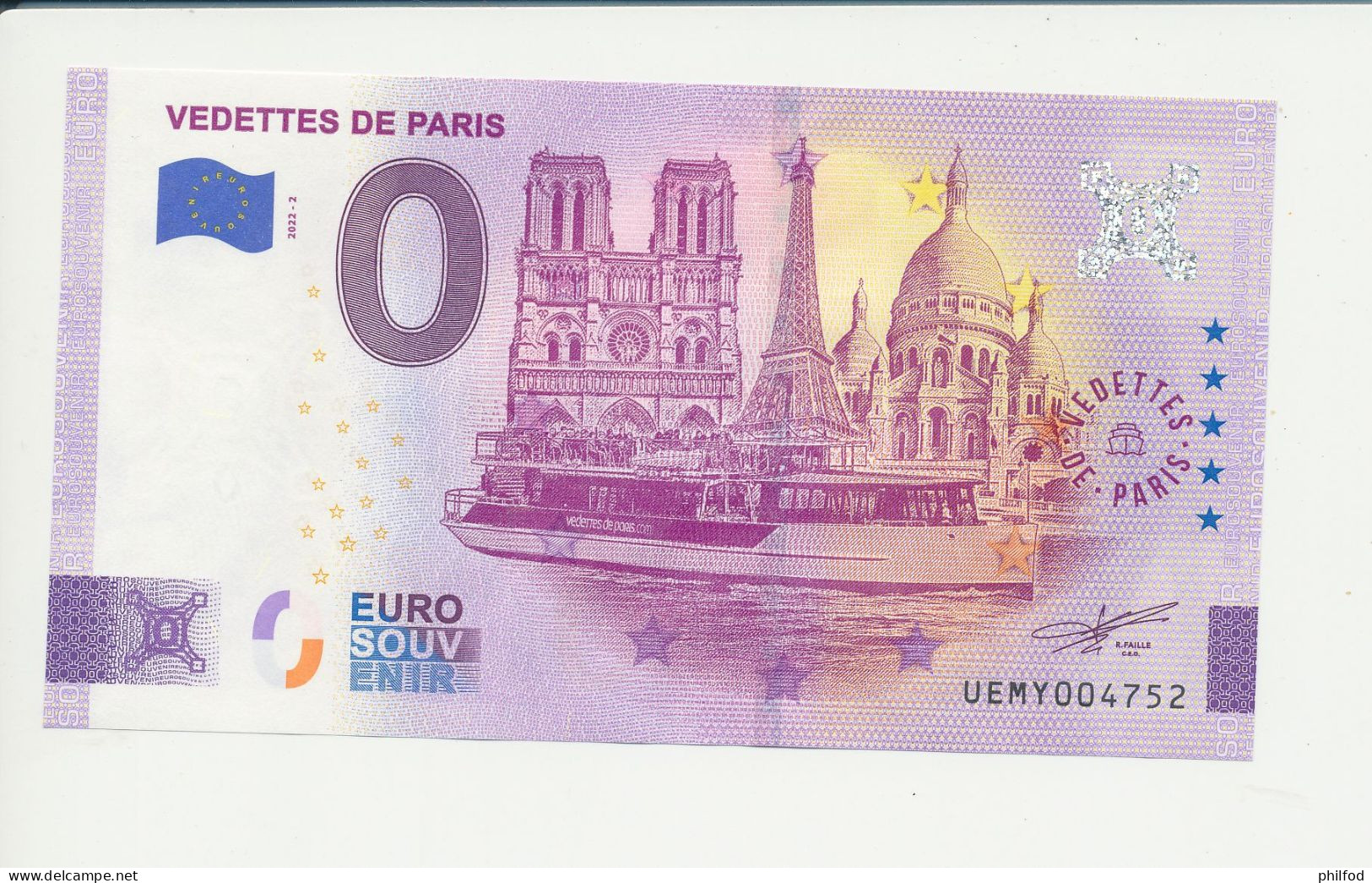 Billet Touristique  0 Euro  - VEDETTES DE PARIS - UEMY - 2022-2 -  N° 4752 - Autres & Non Classés