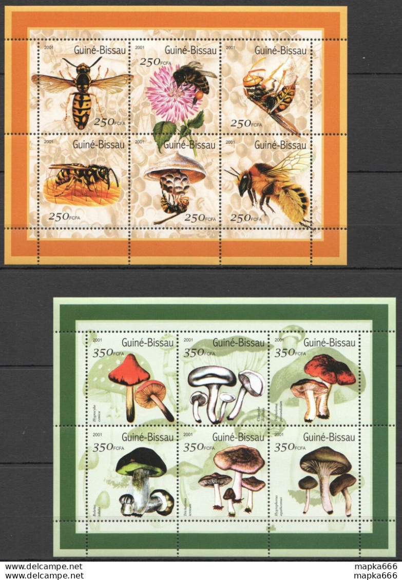 Ns0462-463 2001 Guinea-Bissau Flora & Fauna Mushrooms Insects Honey Bees 2Kb Mnh - Abeilles