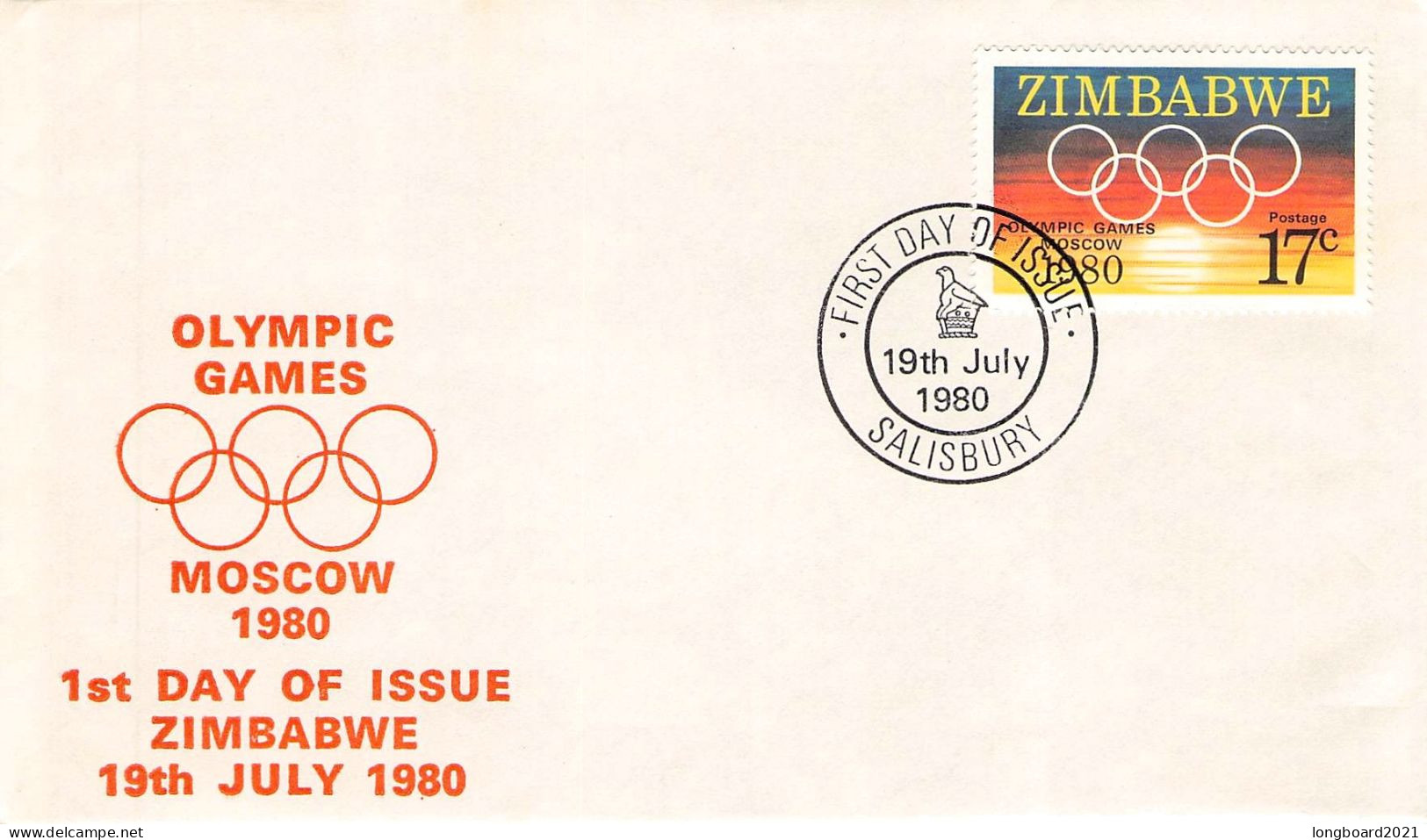 ZIMBABWE - FDC 1980 OLYMPICS MOSCOU  / 5055 - Zimbabwe (1980-...)