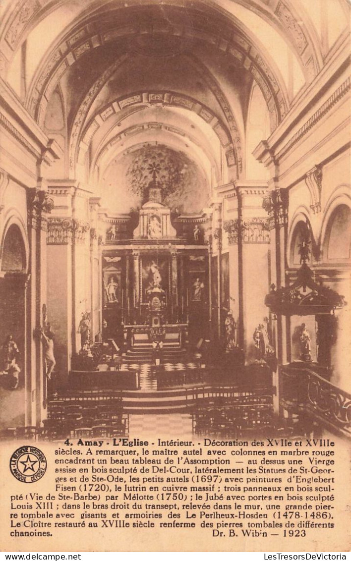 BELGIQUE - Amay - L'Eglise - Intérieur - Décoration Des XVIIe S Et XVIIIe Siècles - Carte Postale Ancienne - Amay