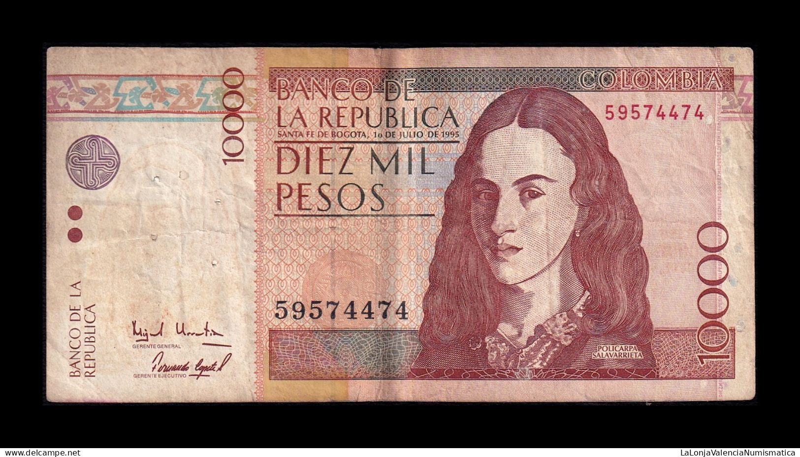 Colombia 10000 Pesos 1995 Pick 444a Bc/+ F/+ - Colombie