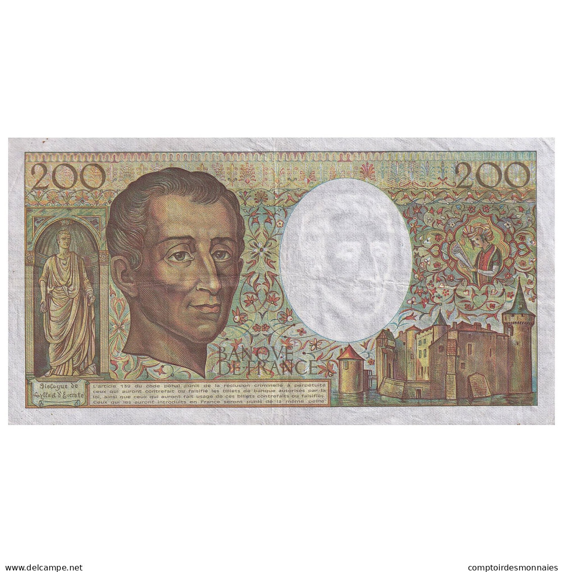 France, 200 Francs, Montesquieu, 1991, J.091, TTB, Fayette:70.11, KM:155d - 200 F 1981-1994 ''Montesquieu''