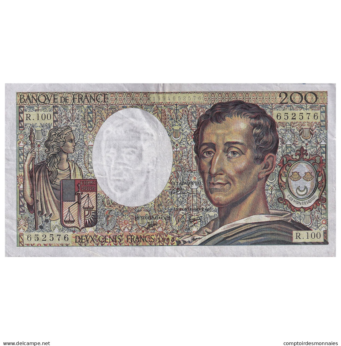 France, 200 Francs, Montesquieu, 1990, R.100, TTB, Fayette:70.10b, KM:155d - 200 F 1981-1994 ''Montesquieu''