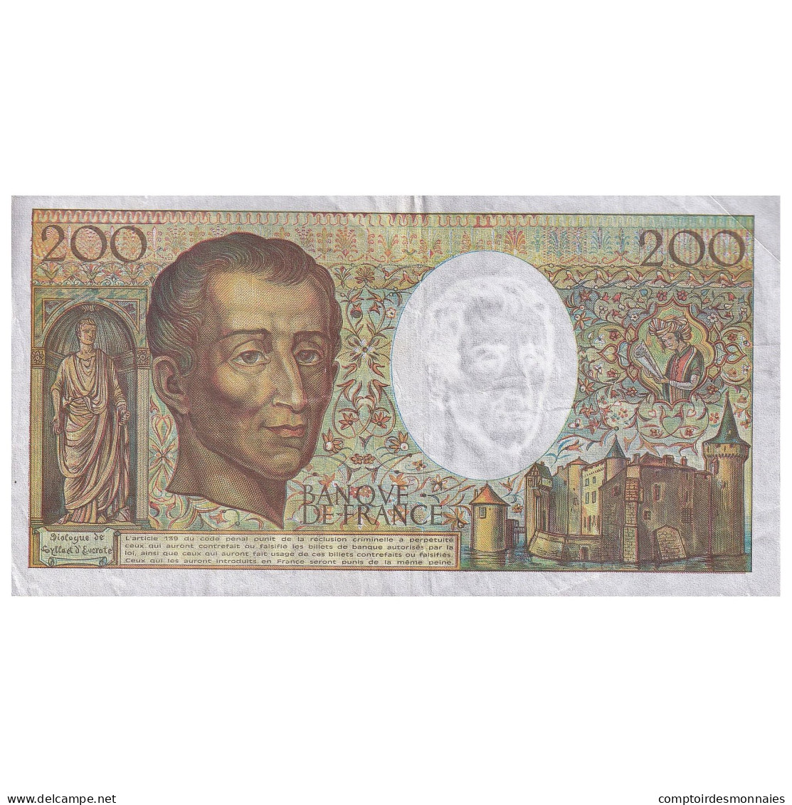 France, 200 Francs, Montesquieu, 1990, R.100, TTB, Fayette:70.10b, KM:155d - 200 F 1981-1994 ''Montesquieu''