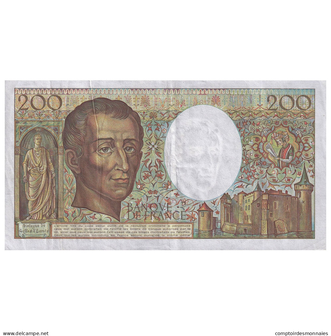 France, 200 Francs, Montesquieu, 1989, J.073, TTB, Fayette:70.09, KM:155c - 200 F 1981-1994 ''Montesquieu''