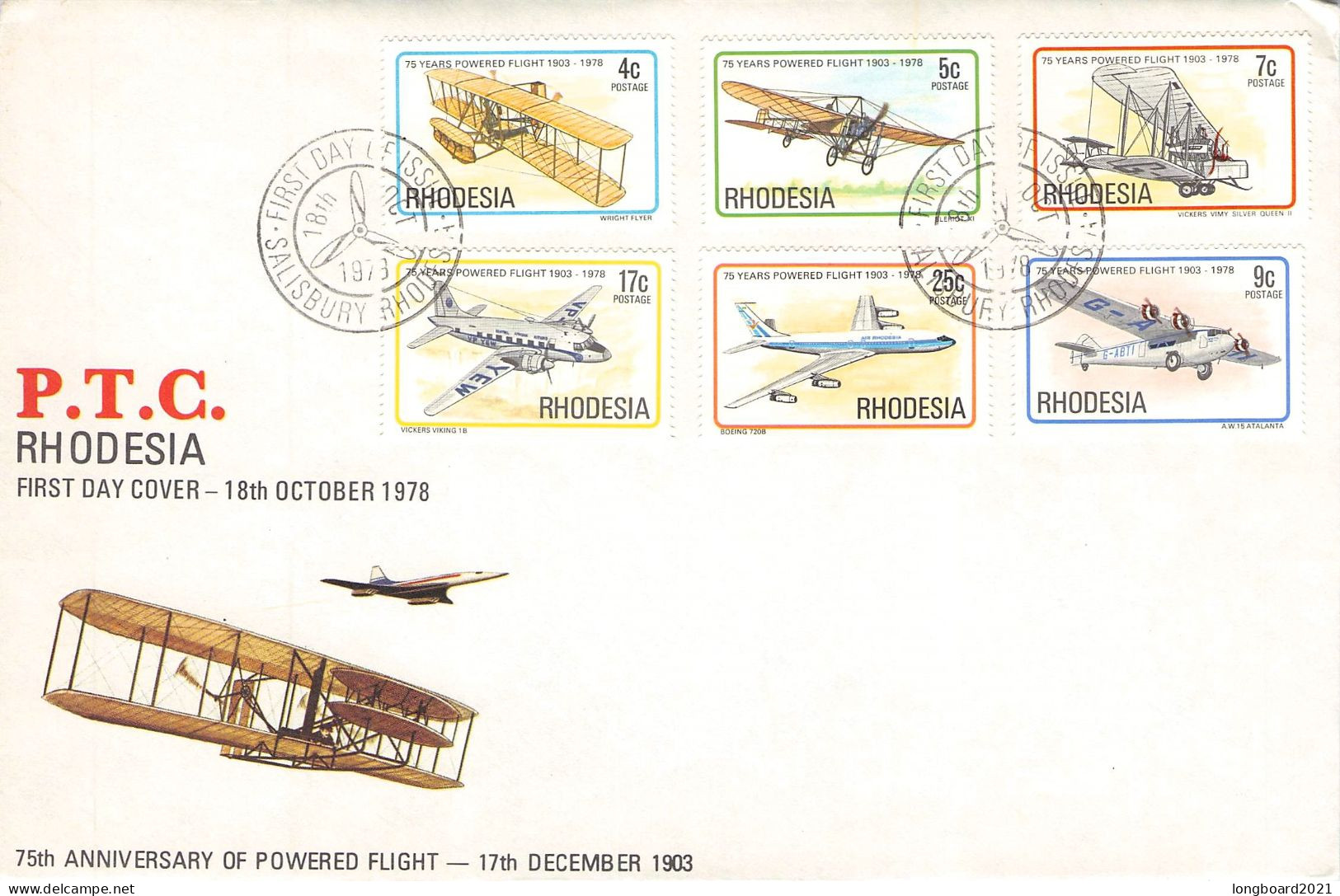 RHODESIA - FDC 1978 POWERED FLIGHT  / 5060 - Rhodésie (1964-1980)